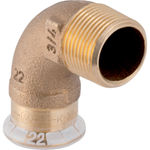 Codo de transición 90° Geberit serie Mapress Cobre con rosca macho: CC499K, d=15mm, R=1/2″